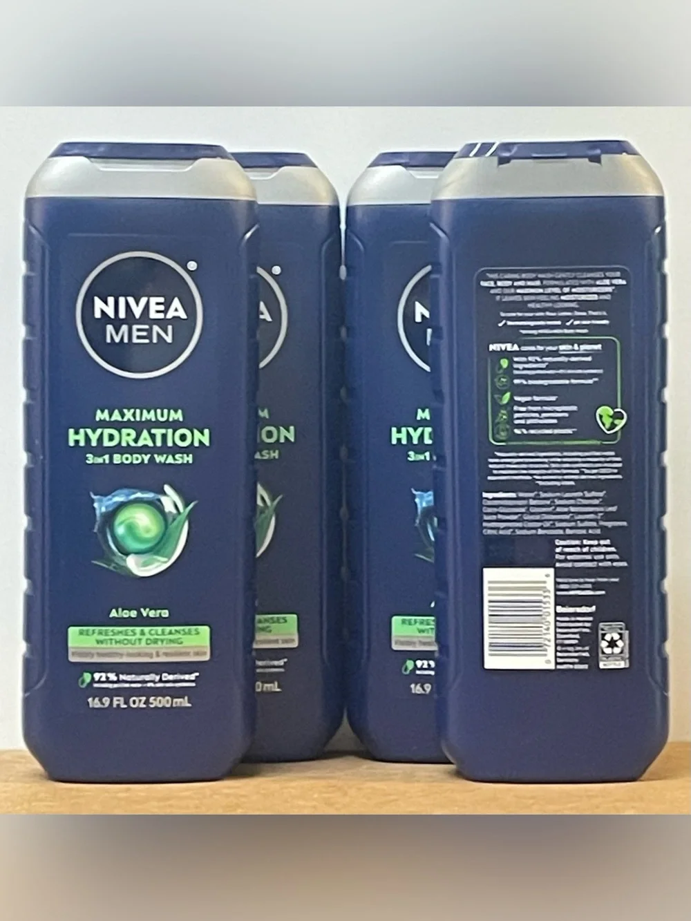 NIVEA MEN Maximum Hydration 3-in-1 Body Wash – (Pack of 4)